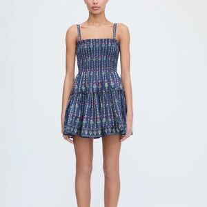 The Seraphina Mini Nap Dress - Navy Trailing Fern